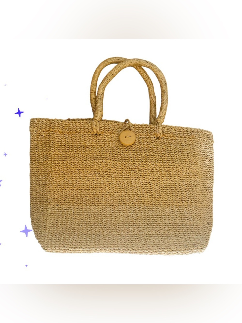 NWOT Woven Straw Tote Bag - Natural purchased in Spain - Picture 12 of 14